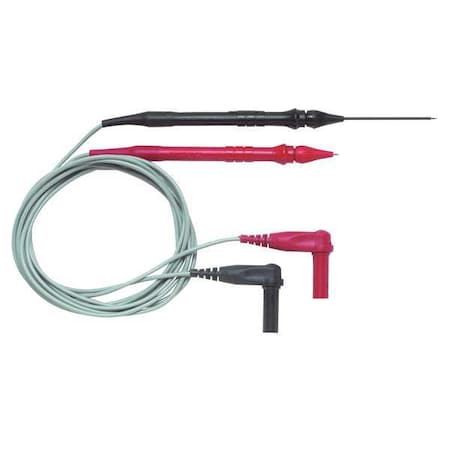Retractable Needle Tip Test Probe, CAT II 600V, Right-Angle DMM Plug, 4 ft., Silicone, Red, Black MPN:5953A