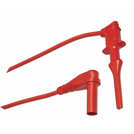 Test Clip Lead, CAT II 300V, Right-angle DMM Plug, 4 ft., Silicone, Red MPN:6244-48-2