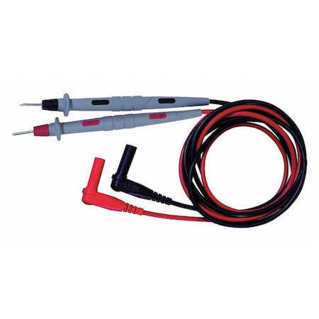 Basic Electronic DMM Test Lead Kit, CAT III 1000V, Right-Angle DMM Plug, 4 ft., Silicone, Black/Red MPN:6343