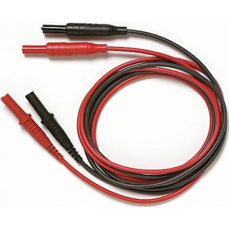 Replacement DMM Test Leads, CAT III 1000V, 4 ft., Silicone, Black, Red MPN:6358