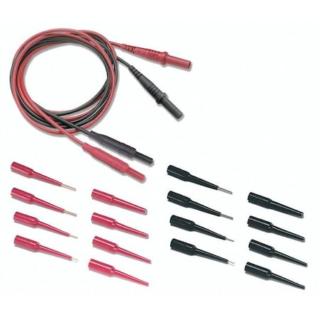 Test Connector Adapter Set, CAT III 1000V, 4 ft, Silicone, Black, Red MPN:6481