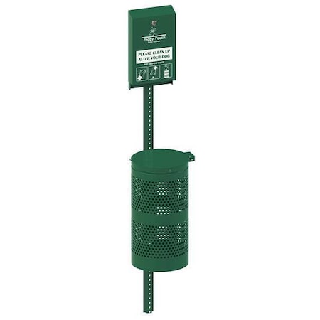 Pet Waste Disp. Station, Green, 3-1/2 gal. MPN:PP-H-KIT