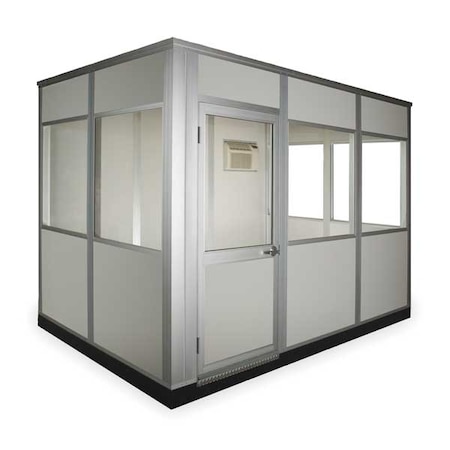 4-Wall Modular In-Plant Office, 8 1/2 ft H, 12 ft W, 8 ft D, Gray MPN:FAB812WHVAC