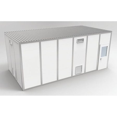 4-Wall Modular Cleanroom, 10 ft 1 3/4 in H, 24 ft 4 1/2 in W, 12 ft 4 1/2 in D, White MPN:8CR1224