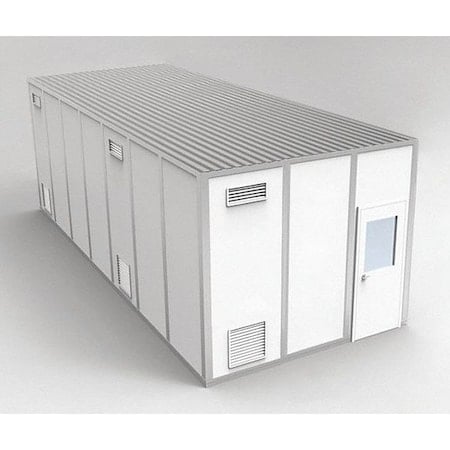 4-Wall Modular Cleanroom, 10 ft 1 3/4 in H, 28 ft 4 1/2 in W, 12 ft 4 1/2 in D, White MPN:8CR1228