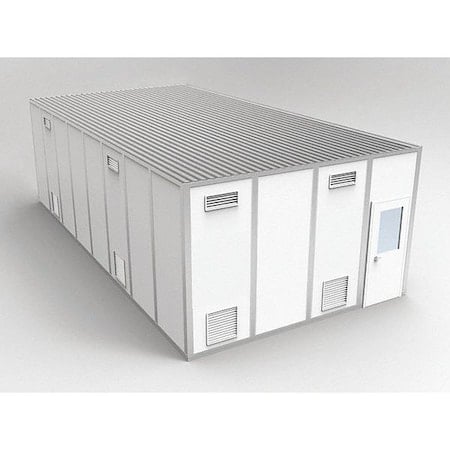 4-Wall Modular Cleanroom, 10 ft 1 3/4 in H, 32 ft 4 1/2 in W, 16 ft 4 1/2 in D, White MPN:8CR1632