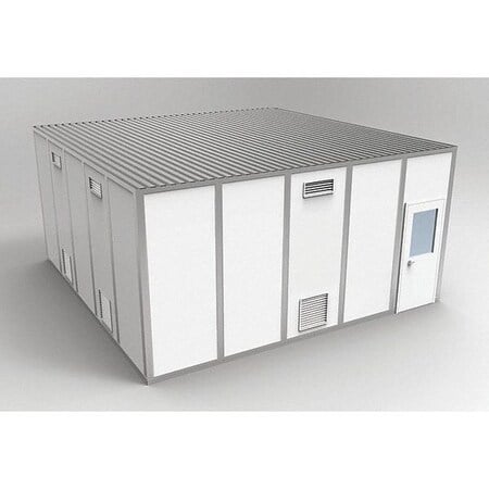 4-Wall Modular Cleanroom, 10 ft 1 3/4 in H, 20 ft 4 1/2 in W, 20 ft 4 1/2 in D, White MPN:8CR2020
