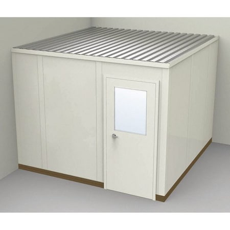 2-Wall Modular In-Plant Office, 8 ft 1 3/4 in H, 10 ft 1 1/4 in W, 10 ft 1 1/4 in D, Beige MPN:GS1010-2