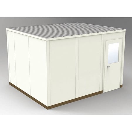 4-Wall Modular In-Plant Office, 8 ft 1 3/4 in H, 12 ft 4 1/2 in W, 10 ft 4 1/2 in D, Beige MPN:GS1012