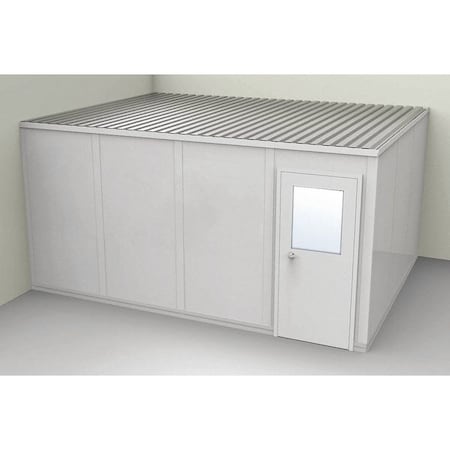 2-Wall Modular In-Plant Office, 8 ft 1 3/4 in H, 16 ft 1 1/4 in W, 12 ft 1 1/4 in D, Gray MPN:GS1216G-2