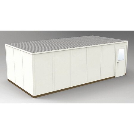 4-Wall Modular In-Plant Office, 8 ft 1 3/4 in H, 24 ft 4 1/2 in W, 12 ft 4 1/2 in D, Beige MPN:GS1224
