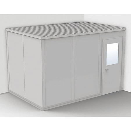 2-Wall Modular In-Plant Office, 8 ft 1 3/4 in H, 12 ft 1 1/4 in W, 8 ft 1 1/4 in D, Gray MPN:GS812G-2