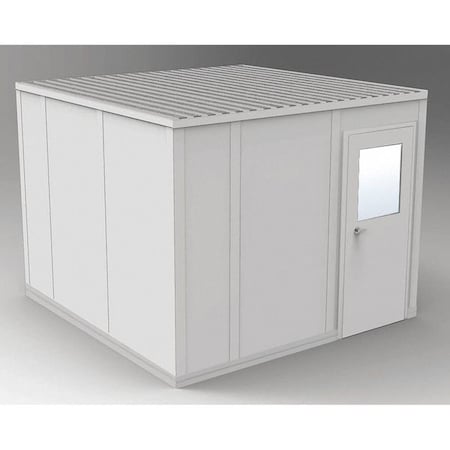 4-Wall Modular In-Plant Office, 8 ft 1 3/4 in H, 10 ft 4 1/2 in W, 10 ft 4 1/2 in D, Gray MPN:GV1010G