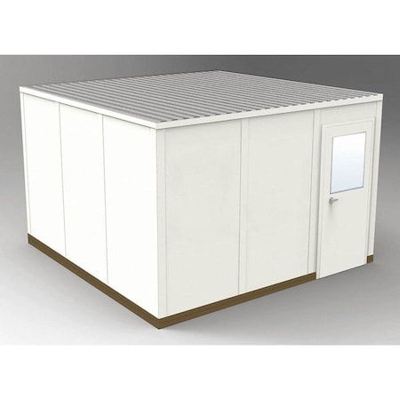 4-Wall Modular In-Plant Office, 8 ft 1 3/4 in H, 12 ft 4 1/2 in W, 12 ft 4 1/2 in D, Beige MPN:GV1212