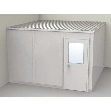 2-Wall Modular In-Plant Office, 8 ft 1 3/4 in H, 12 ft 1 1/4 in W, 12 ft 1 1/4 in D, Gray MPN:GV1212G-2