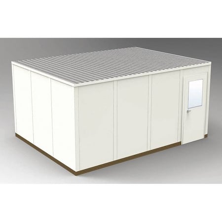 4-Wall Modular In-Plant Office, 8 ft 1 3/4 in H, 16 ft 4 1/2 in W, 12 ft 4 1/2 in D, Beige MPN:GV1216