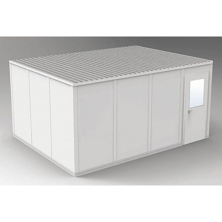 4-Wall Modular In-Plant Office, 8 ft 1 3/4 in H, 16 ft 4 1/2 in W, 12 ft 4 1/2 in D, Gray MPN:GV1216G