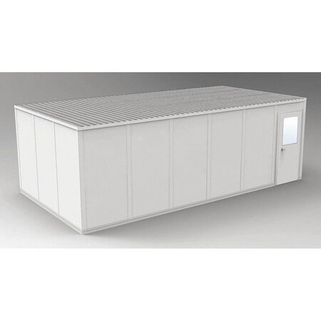 4-Wall Modular In-Plant Office, 8 ft 1 3/4 in H, 24 ft 4 1/2 in W, 12 ft 4 1/2 in D, Gray MPN:GV1224G