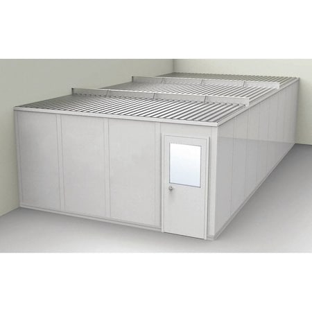 2-Wall Modular In-Plant Office, 8 ft 1 3/4 in H, 32 ft 1 1/4 in W, 16 ft 1 1/4 in D, Gray MPN:GV1632G-2