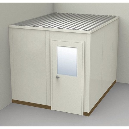 2-Wall Modular In-Plant Office, 8 ft 1 3/4 in H, 10 ft 1 1/4 in W, 8 ft 1 1/4 in D, Beige MPN:GV810-2