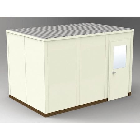 4-Wall Modular In-Plant Office, 8 ft 1 3/4 in H, 12 ft 4 1/2 in W, 8 ft 4 1/2 in D, Beige MPN:GV812
