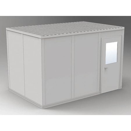 4-Wall Modular In-Plant Office, 8 ft 1 3/4 in H, 12 ft 4 1/2 in W, 8 ft 4 1/2 in D, Gray MPN:GV812G