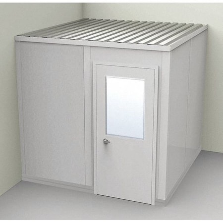 2-Wall Modular In-Plant Office, 8 ft 1 3/4 in H, 8 ft 1 1/4 in W, 8 ft 1 1/4 in D, Gray MPN:GV88G-2