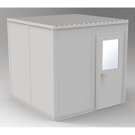 4-Wall Modular In-Plant Office, 8 ft 1 3/4 in H, 8 ft 4 1/2 in W, 8 ft 4 1/2 in D, Gray MPN:GV88G