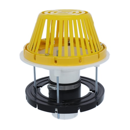 PVC Roof Drain With Plastic Dome, Fits 4