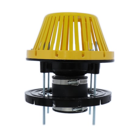 Cast Iron Roof Drain With Plastic Dome, Fits 4