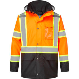 Portwest® Hi-Vis X-Back Contrast Winter Jacket ANSI Type R Class 3 5XL Orange/Black CA369OBR5XL