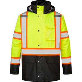 Portwest® Hi-Vis X-Back Contrast Winter Jacket ANSI Type R Class 3 6XL Yellow/Black CA369YBR6XL