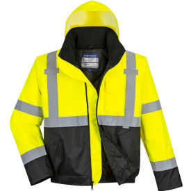 Portwest® Hi-Vis Contrast Bomber Jacket ANSI Type R Class 3 Tall Cut XL Yellow/Black US363YBTXL