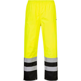 Portwest® Hi-Vis Contrast Rain Pants Side Zip Leg 4XL Yellow/Black S587YBR4XL