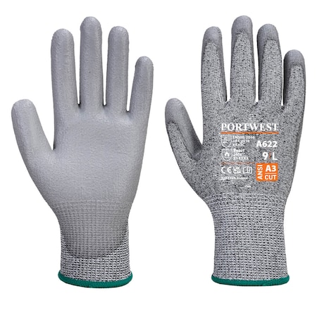 Cut Resistant Gloves, Cut Level A3, Polyurethane, 3XL MPN:A622