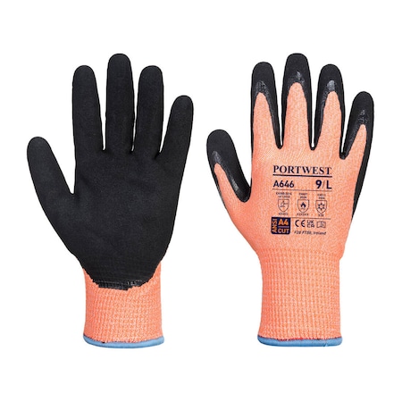 Vis-Tex HR Cut Winter Glove, XXXL, 7 ga Acrylic Lining, Orange/Black, 3XL MPN:A646