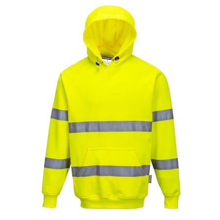 Hi-Vis Hooded Sweatshirt, Class 3, Type R, 65% Polyester, 35% Cotton, Yellow, L MPN:B304