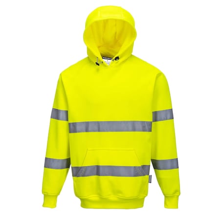Hi-Vis Hooded Sweatshirt, Class 3, Type R, 65% Polyester, 35% Cotton, Yellow, 3XL MPN:B304