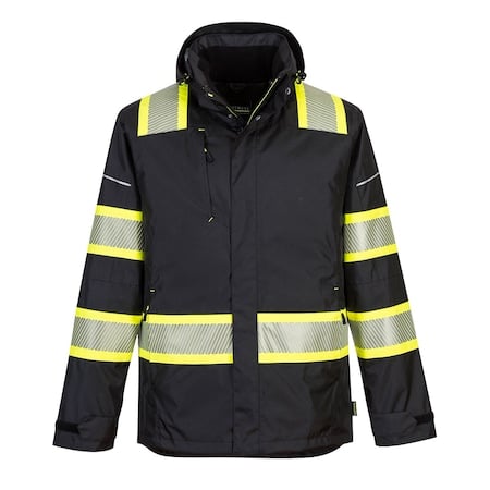 Hi-Vis Winter Jacket, 100% Polyester, Black, XL MPN:F144