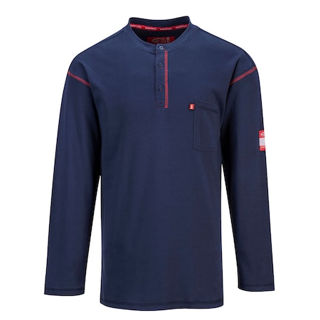 Men FR Henley Shirt, Button, Navy, Large MPN:FR02