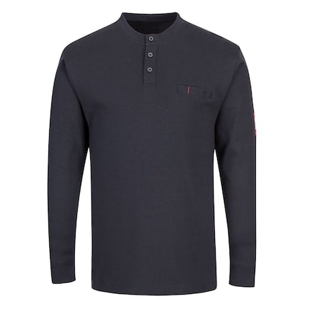 FR Henley Shirt, Button Placket, Navy, 2XL MPN:FR32
