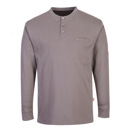 FR Henley Shirt, Button Placket, Gray, 3XL MPN:FR32