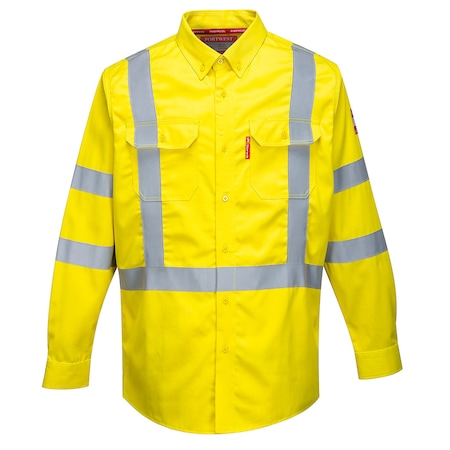 Hi-Vis Bizflame Shirt 88/12, 88% Cotton, 12% Nylon, Yellow, XL MPN:FR95