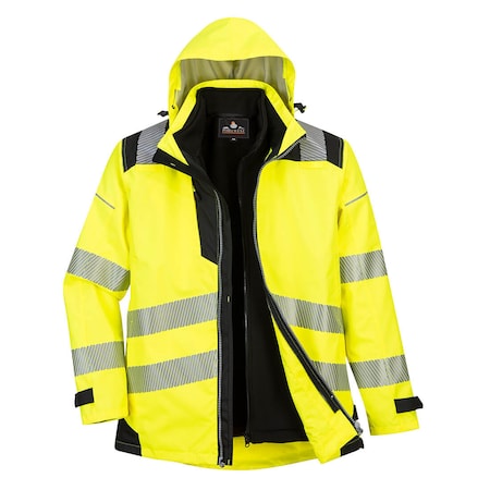 Hi-Vis 3-in-1 Jacket, 100% Polyester, Yellow/Black, L MPN:PW365