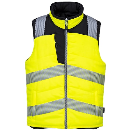PW3 Hi-Vis Bodywarmer, Class 2, Type R, 65% Polyester, 35% Cotton, Yellow/Black, XXXL MPN:PW374