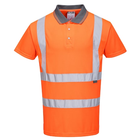 Hi-Vis S/S Polo Shirt RIS, Class 2, Type R, 100% Polyester, Orange, 3XL MPN:RT22