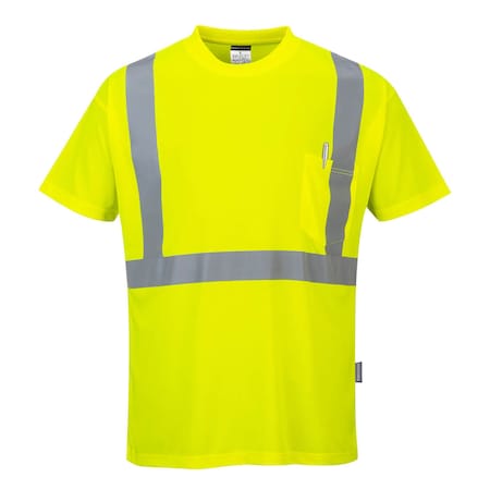 Hi-Vis Pocket T-Shirt, Class 2, Type R, 100% Polyester, Yellow, 3XL-Tall MPN:S190