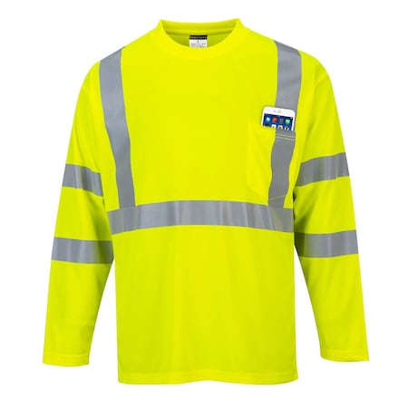 Hi-Vis Long Sleeved T-Shirt, Class 3, Type R, 100% Polyester, Yellow, L-Tall MPN:S191