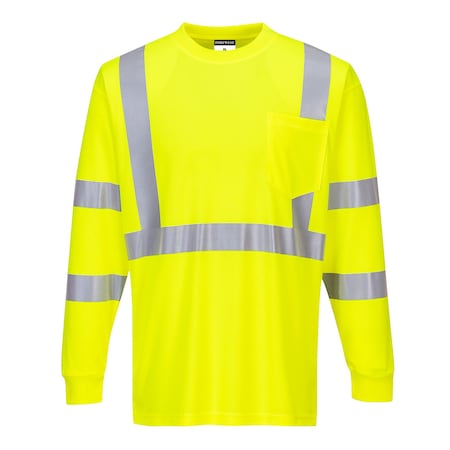 Hi-Vis Long Sleeved T-Shirt, Class 3, Type R, 100% Birdseye Polyester, Yellow, M MPN:S192