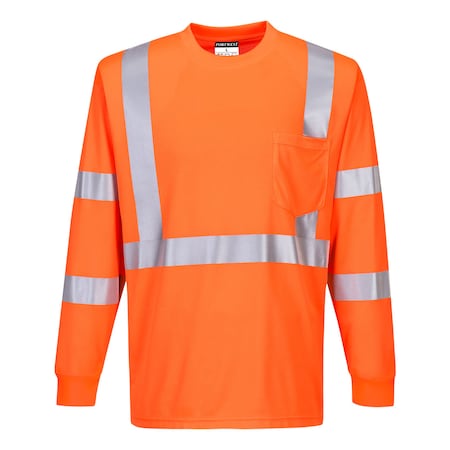 Hi-Vis Long Sleeved T-Shirt, Class 3, Type R, 100% Birdseye Polyester, Orange, 4XL MPN:S192